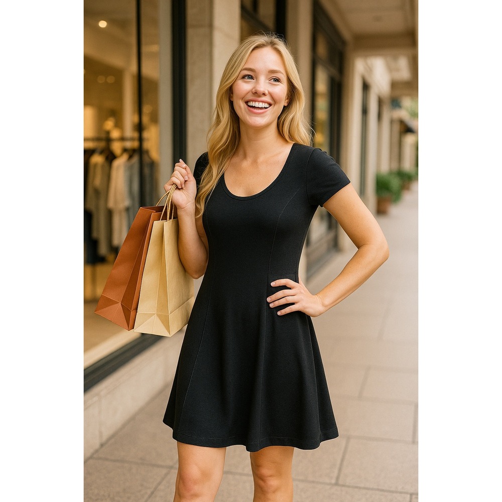 Max Studio‎ Weekend Black Fit & Flare Knit Dress Women's M NWT